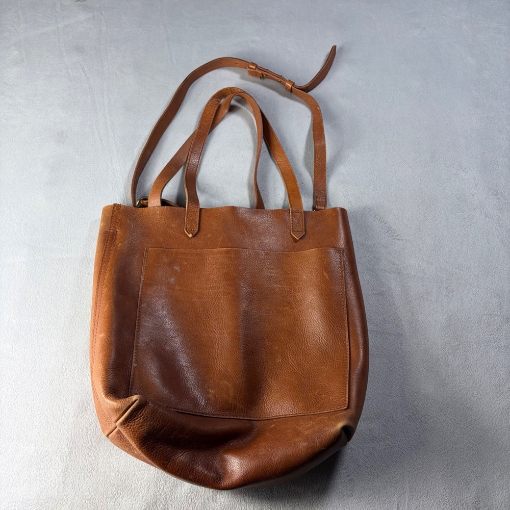 Madewell Medium Transport Tote Leather Bag English Saddle Brown Crossbody Bag